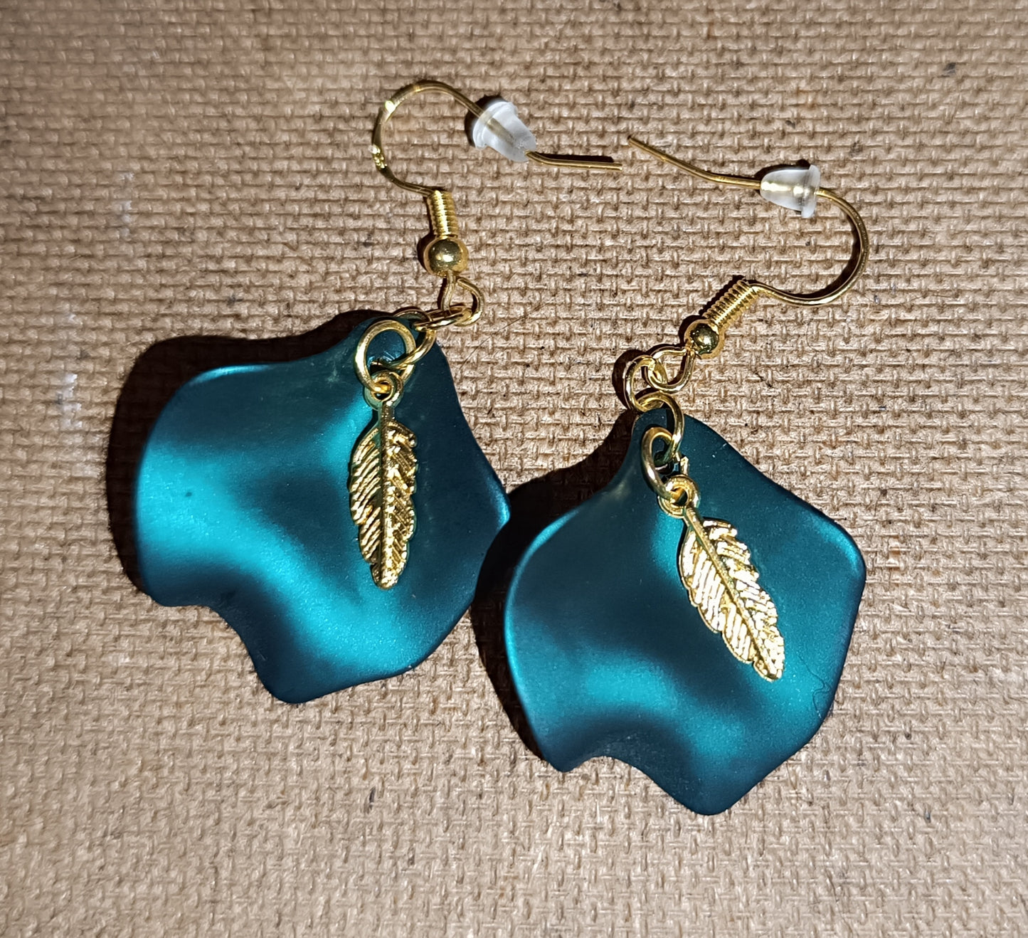 Boucles d'oreilles Pétales & Plumes Vertes foncées