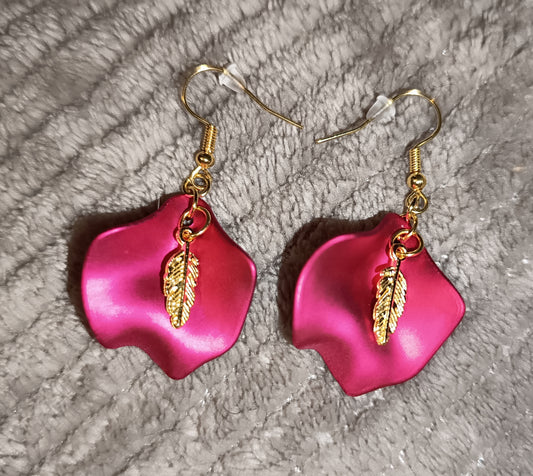 Boucles d'oreilles Pétales & Plumes Rose