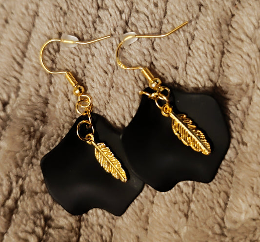 Boucles d'oreilles Pétales & Plumes noires